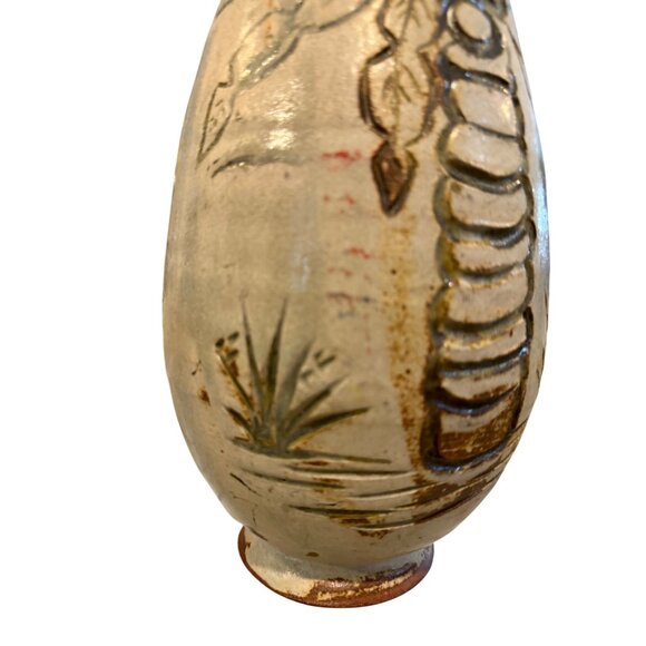 Handcrafted Ceramic Vase With Nature-Inspired Design Earthy Tones Rustic Decorat - Picture 12 of 15